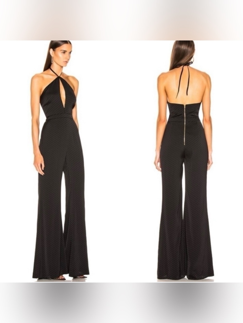 Alexis Naila Halter Cut Out Jacquard Jumpsuit Size Small